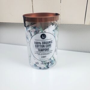 Organic Cotton Core Tampons in Clear Container